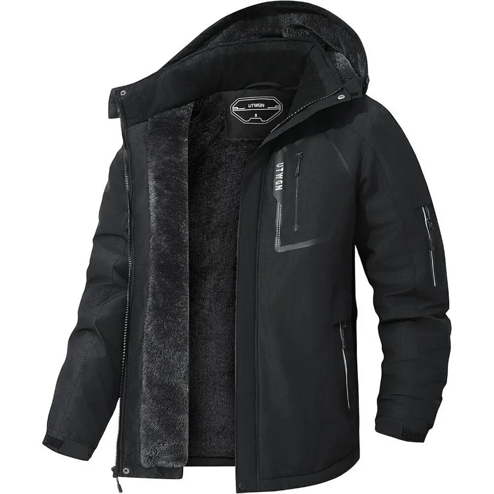Men's Ski Jacket Winter Warm Snow Coat Waterproof Windbreaker Hooded Work Outerw